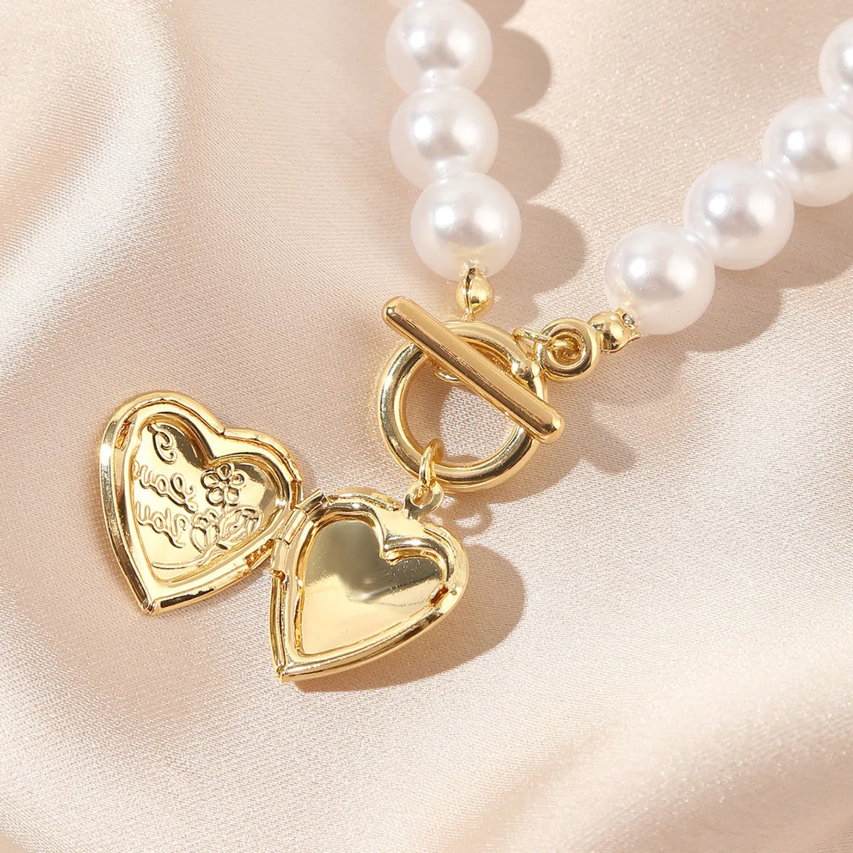 Pearl & 18K Gold-Plated Beaded Heart Locket