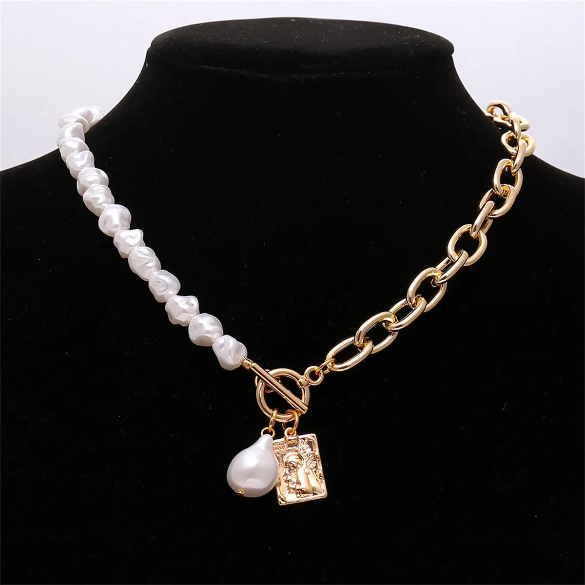 Pearl & 18K Gold-Plated Chain Toggle Necklace