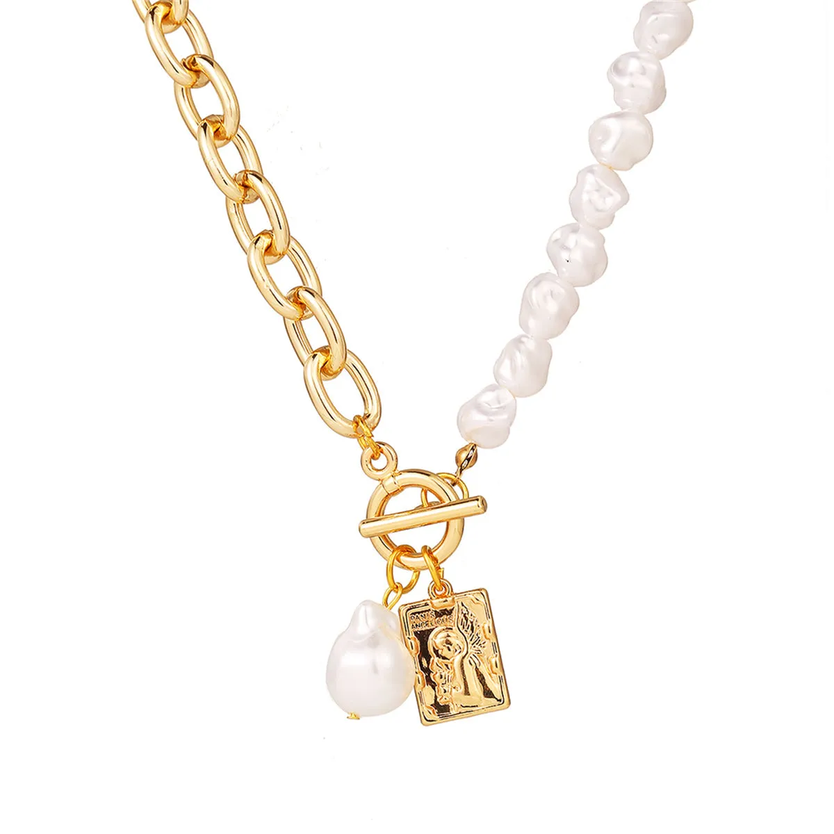 Pearl & 18K Gold-Plated Chain Toggle Necklace