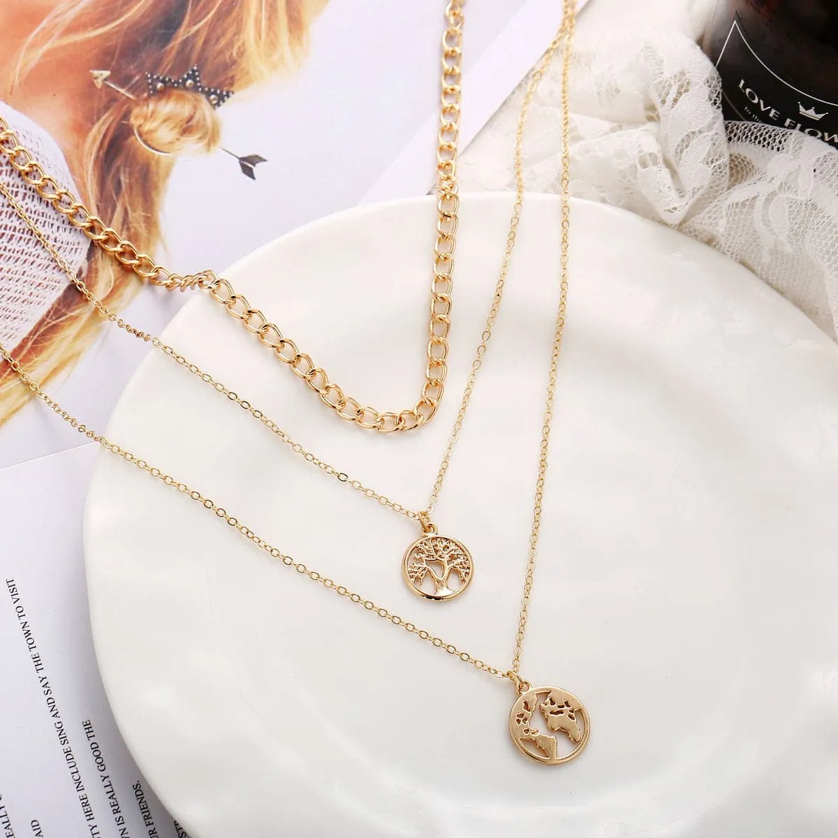Pearl & 18K Gold-Plated Coin Pendant Layer Necklace
