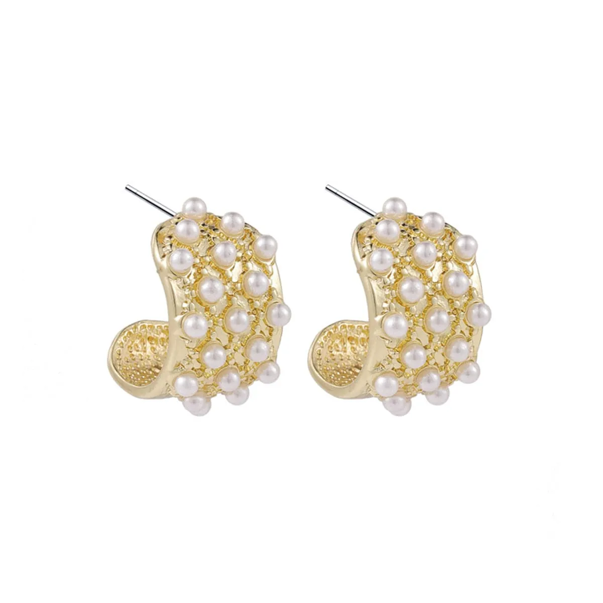 Pearl & 18K Gold-Plated Huggie Earrings