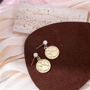 Pearl & 18K Gold-Plated Round Animal-Print Drop Earrings
