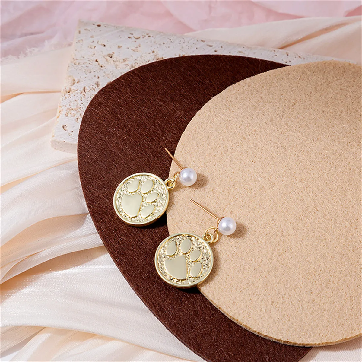 Pearl & 18K Gold-Plated Round Animal-Print Drop Earrings