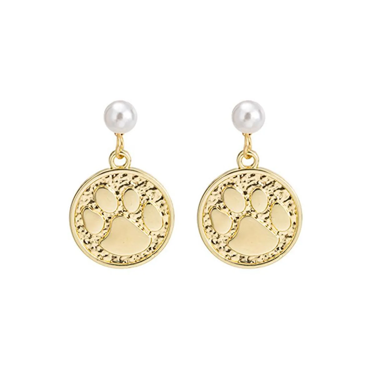 Pearl & 18K Gold-Plated Round Animal-Print Drop Earrings