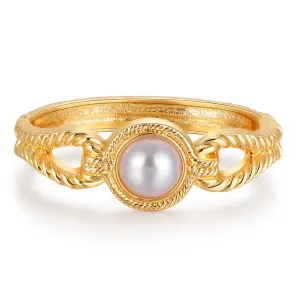 Pearl & 18K Gold-Plated Wing Bangle