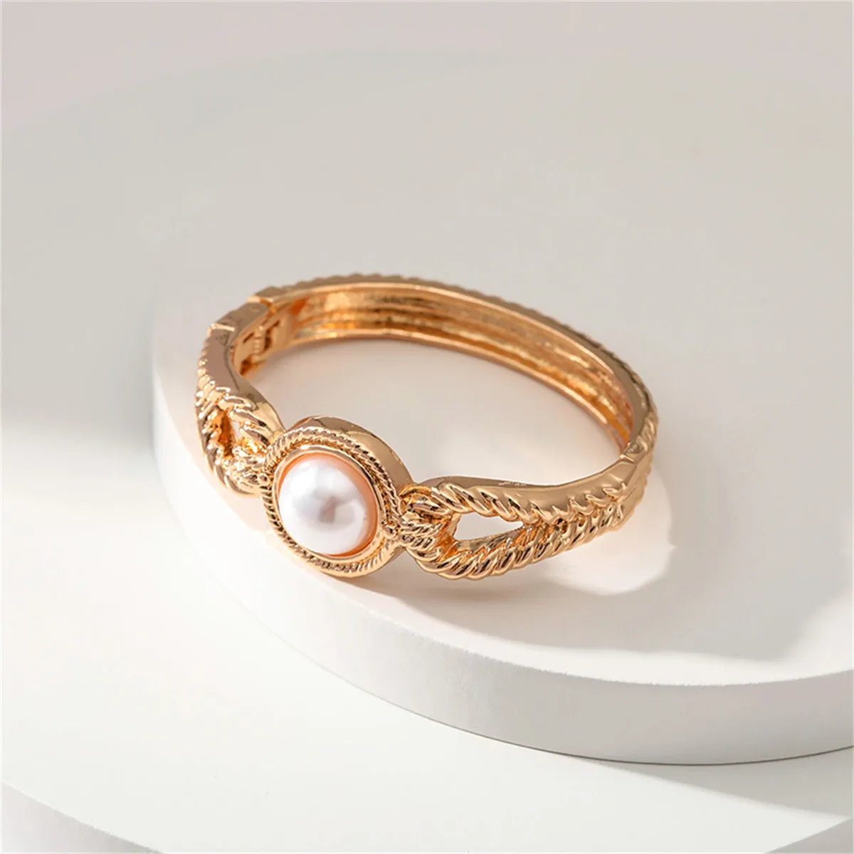 Pearl & 18K Gold-Plated Wing Bangle