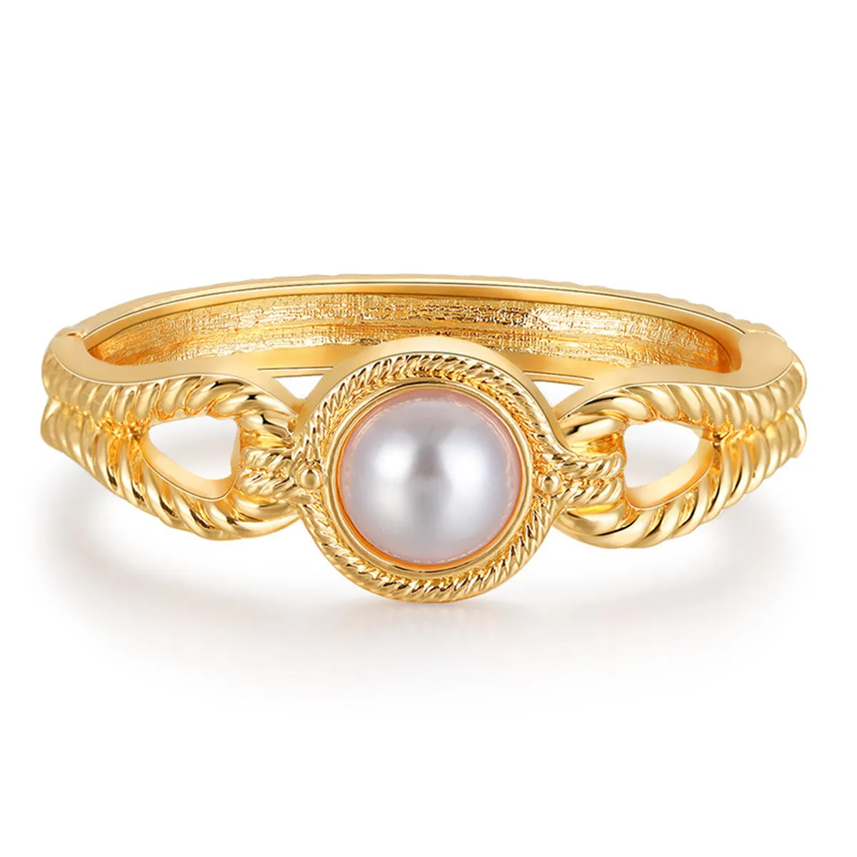Pearl & 18K Gold-Plated Wing Bangle