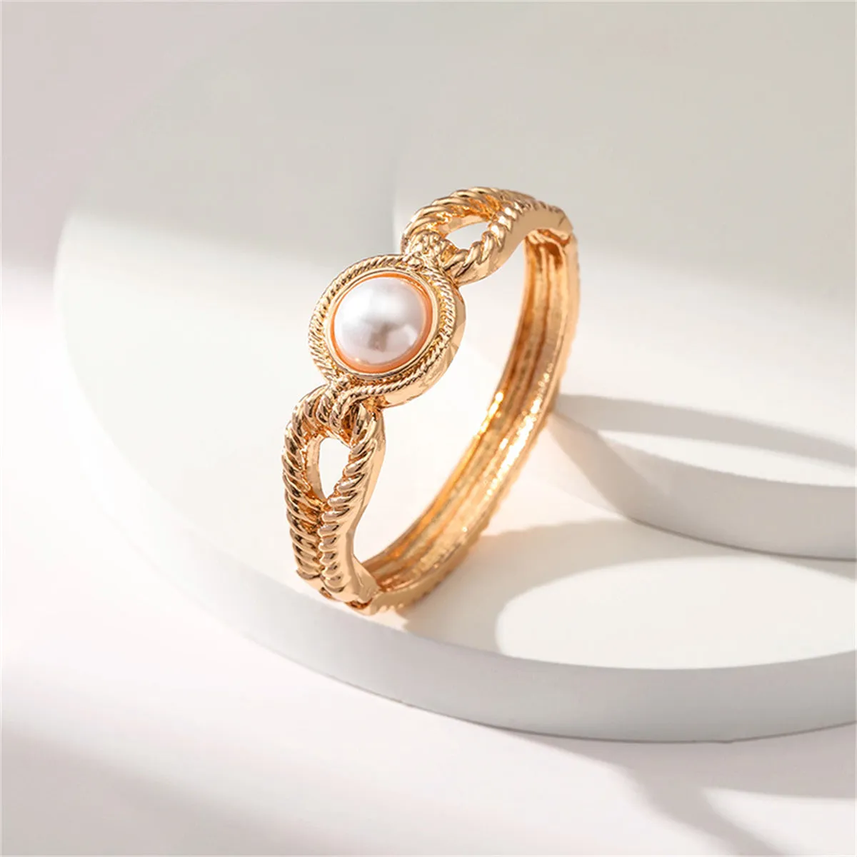 Pearl & 18K Gold-Plated Wing Bangle