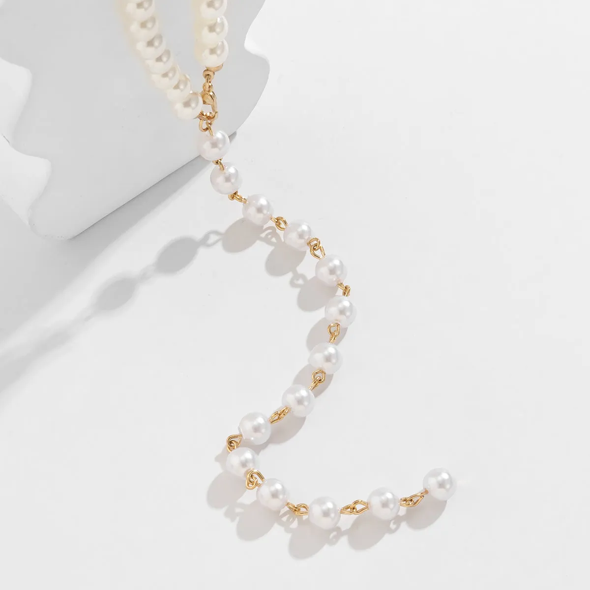 Pearl & 18K Gold-Plated Y Necklace