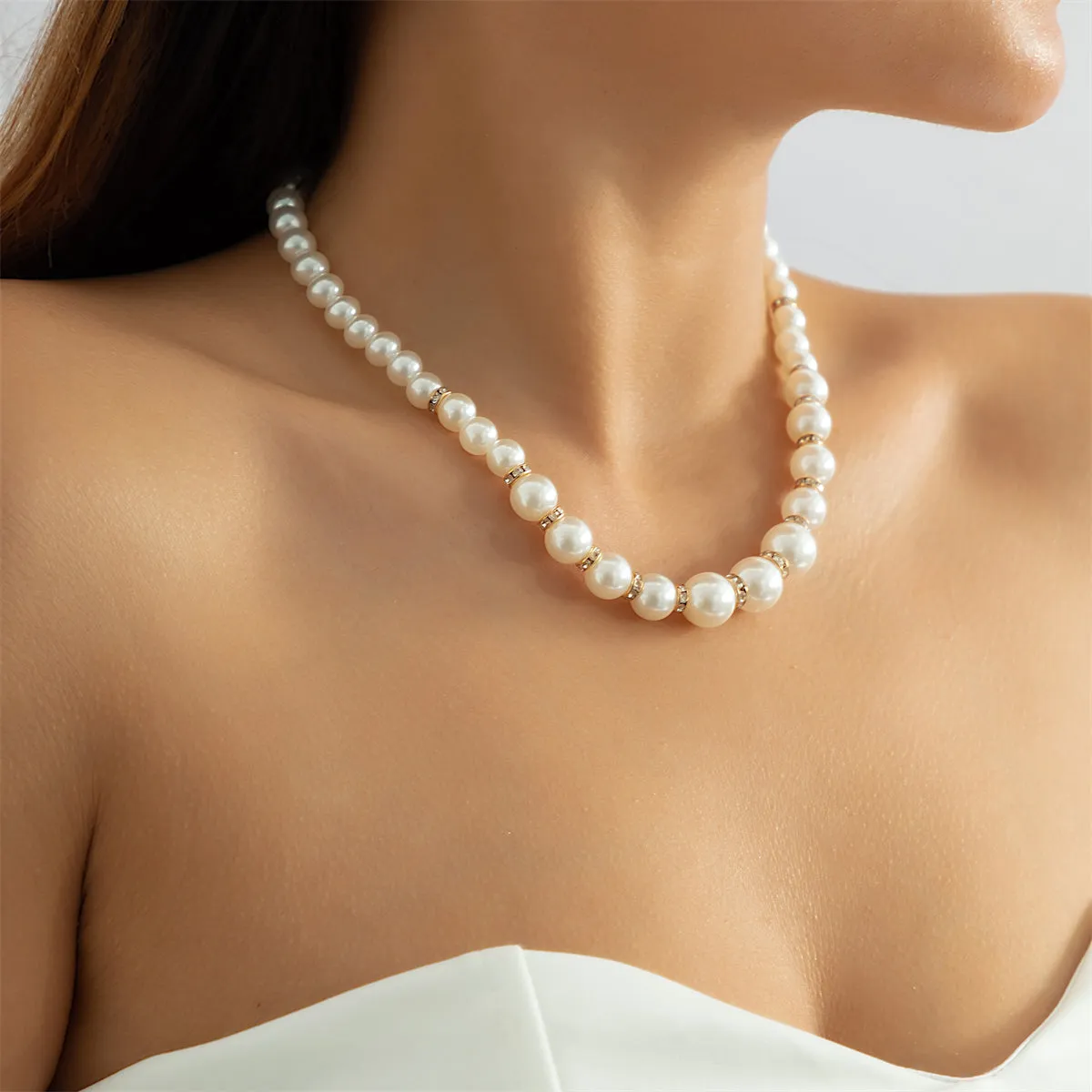 Pearl & Cubic Zirconia 18K Gold-Plated Beaded Necklace