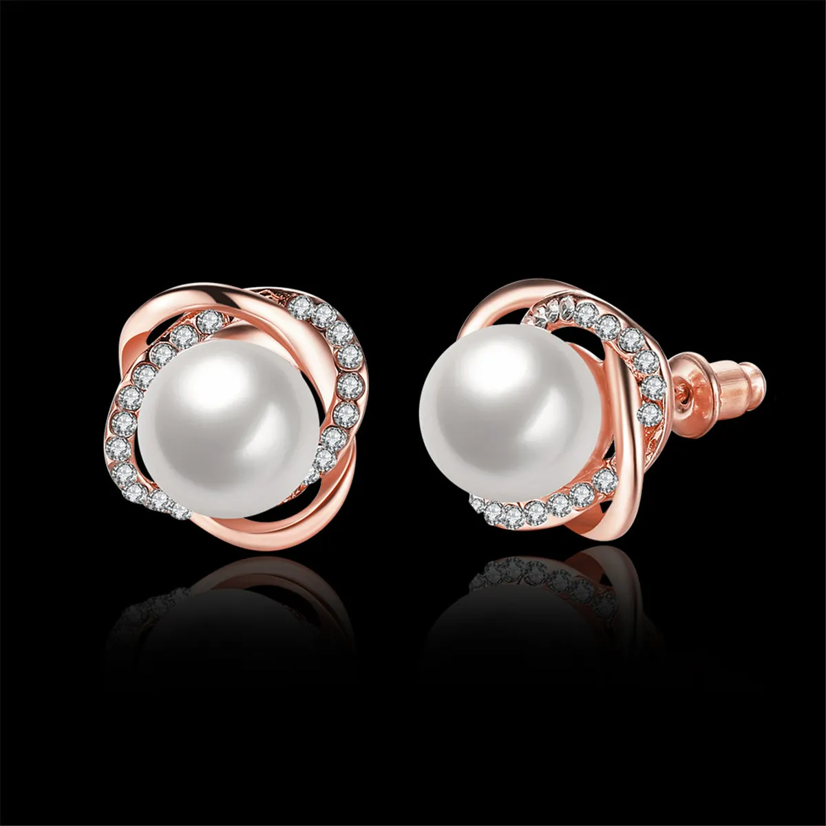 Pearl & Cubic Zirconia 18k Rose Gold-Plated Stud Earrings