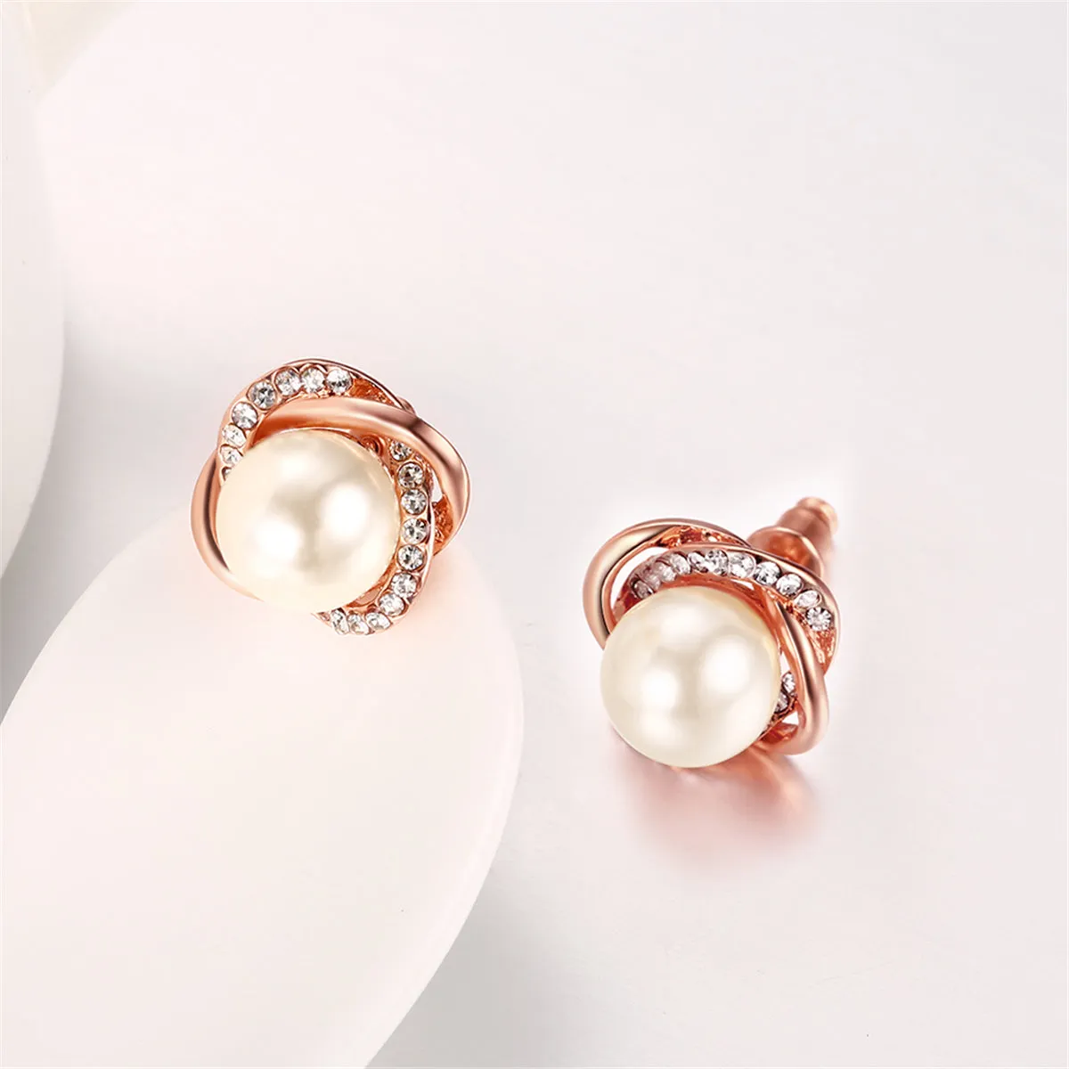 Pearl & Cubic Zirconia 18k Rose Gold-Plated Stud Earrings