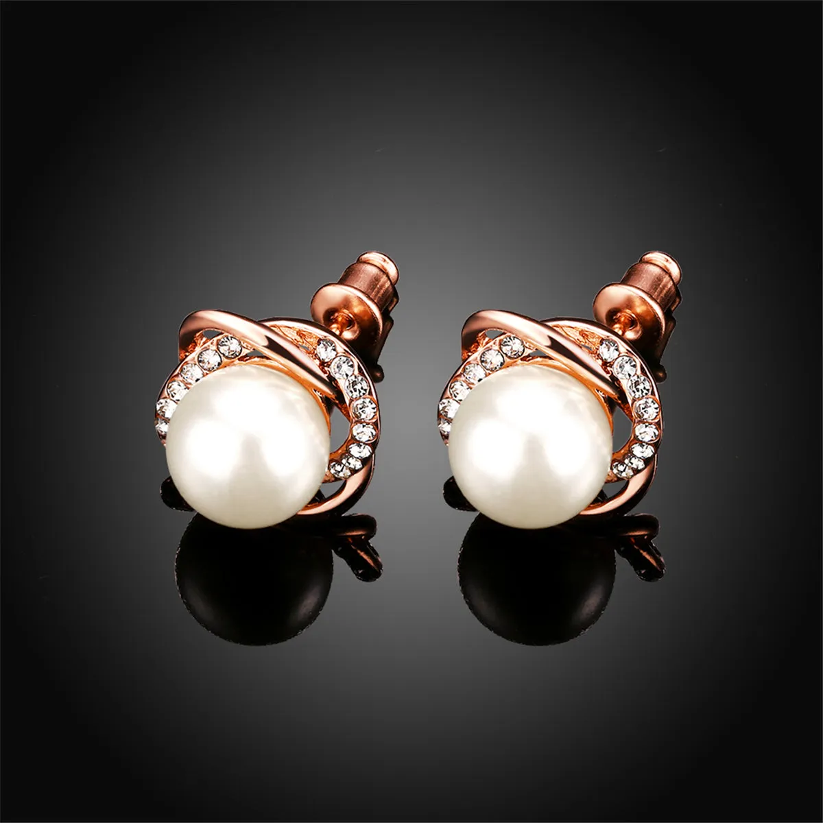 Pearl & Cubic Zirconia 18k Rose Gold-Plated Stud Earrings