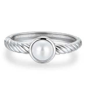 Pearl & Silver-Plated Twine Bangle