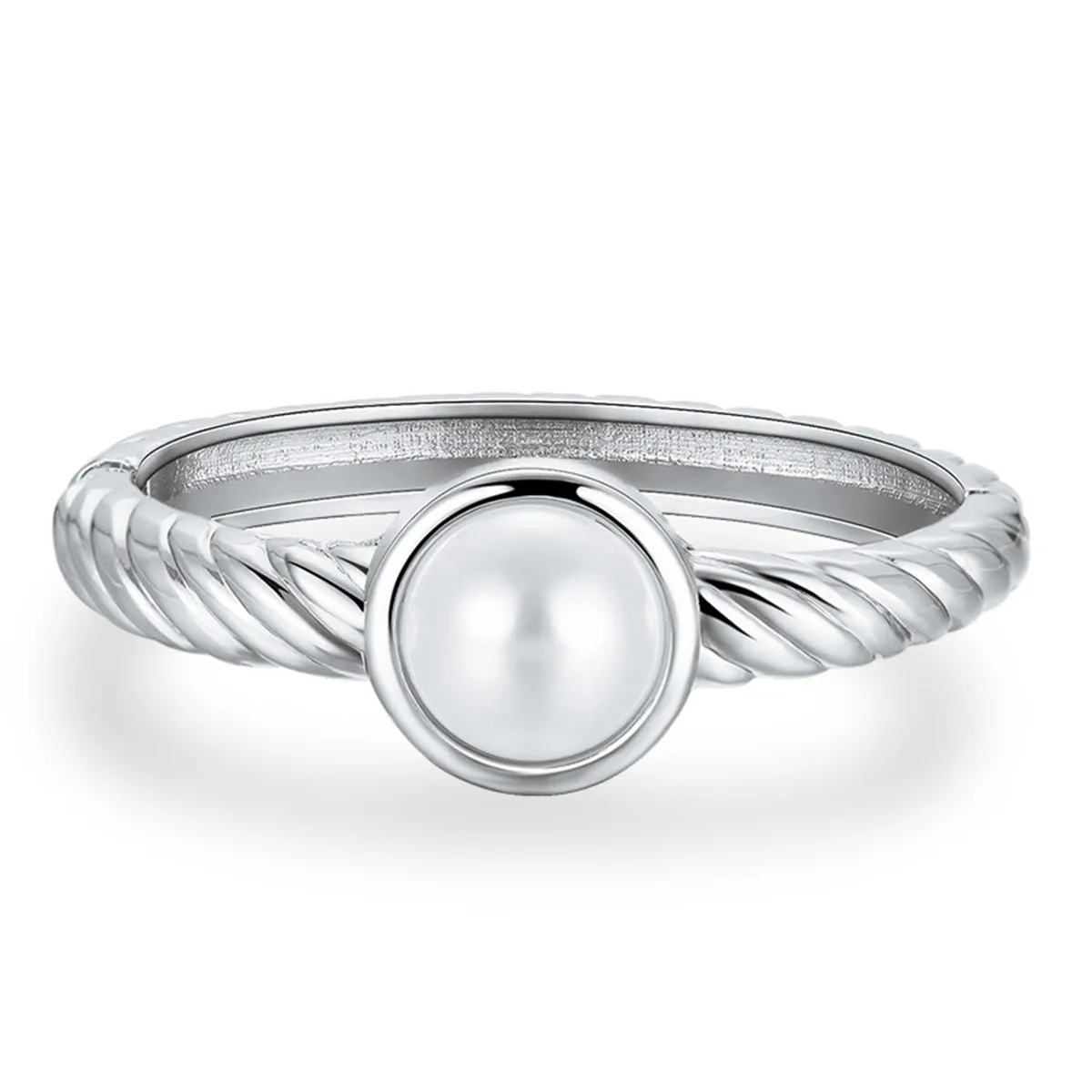 Pearl & Silver-Plated Twine Bangle