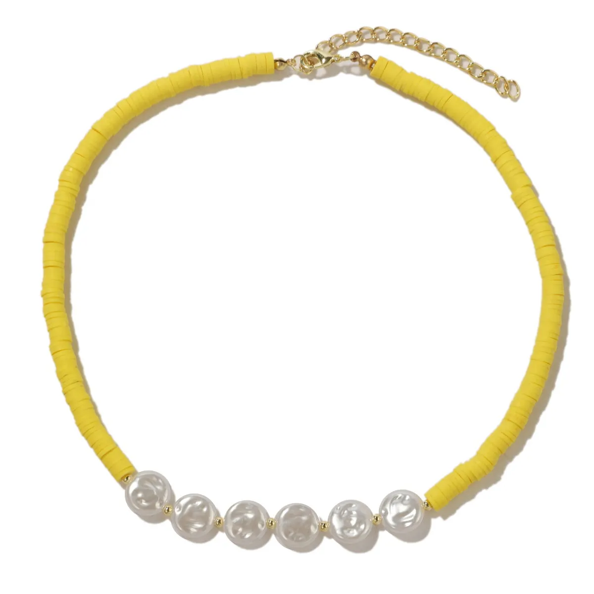 Pearl & Yellow Polymer Clay 18K Gold-Plated Beaded Necklace