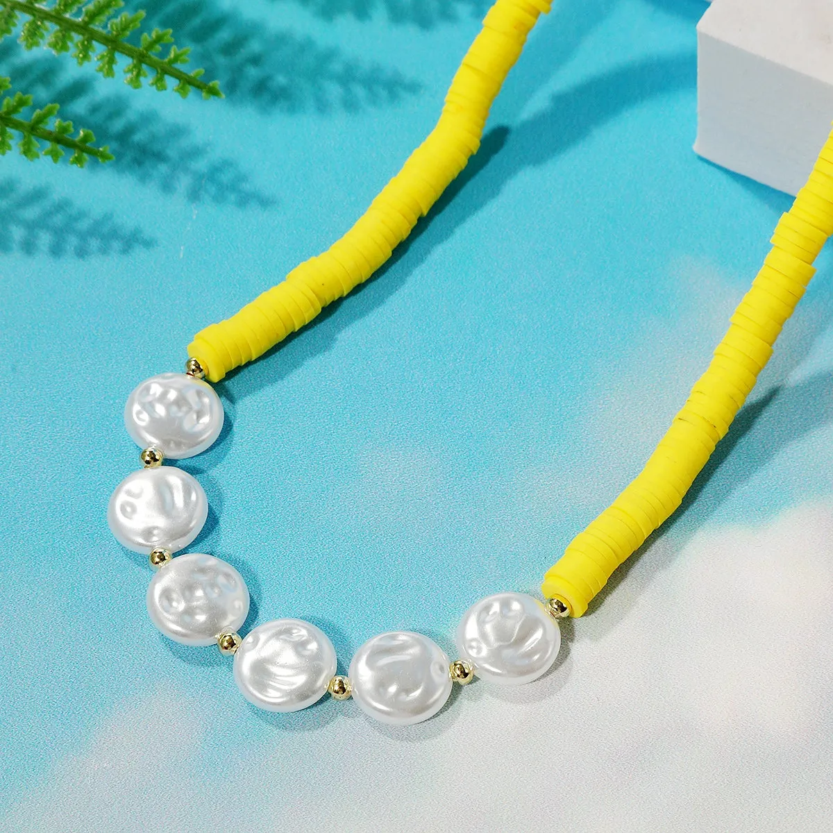Pearl & Yellow Polymer Clay 18K Gold-Plated Beaded Necklace