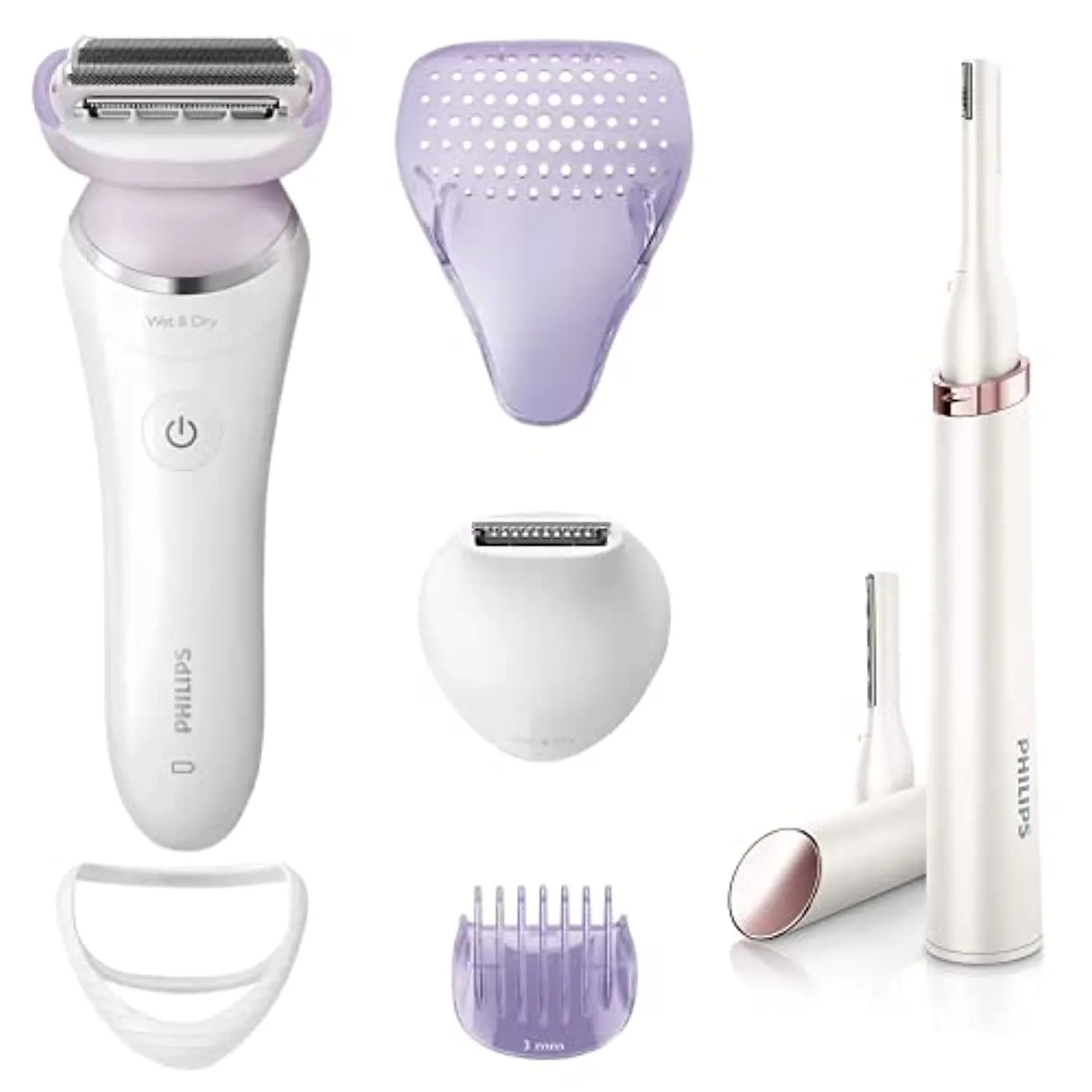 Philips Beauty SatinShave Prestige Women's Electric Shaver, Cordless Hair Removal with Trimmer   Bonus SatinCompact Women's Precision Trimmer, Instant Hair Removal for Face & Eyebrows, Fine Body Hair