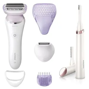 Philips Beauty SatinShave Prestige Women's Electric Shaver, Cordless Hair Removal with Trimmer   Bonus SatinCompact Women's Precision Trimmer, Instant Hair Removal for Face & Eyebrows, Fine Body Hair