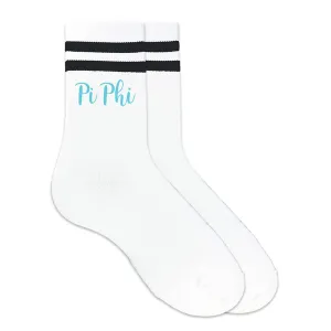 PI PHI Striped Sorority Crew Socks