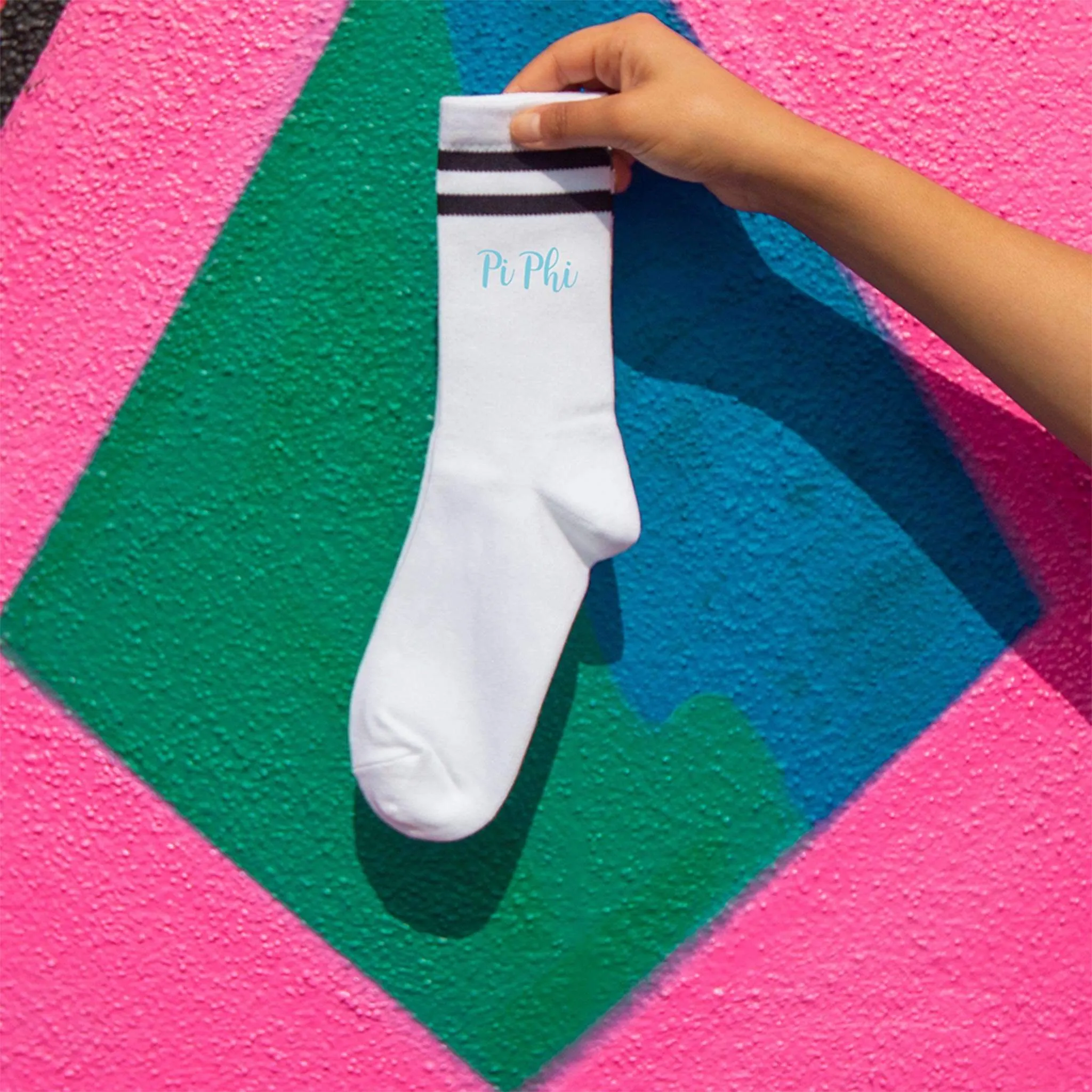 PI PHI Striped Sorority Crew Socks
