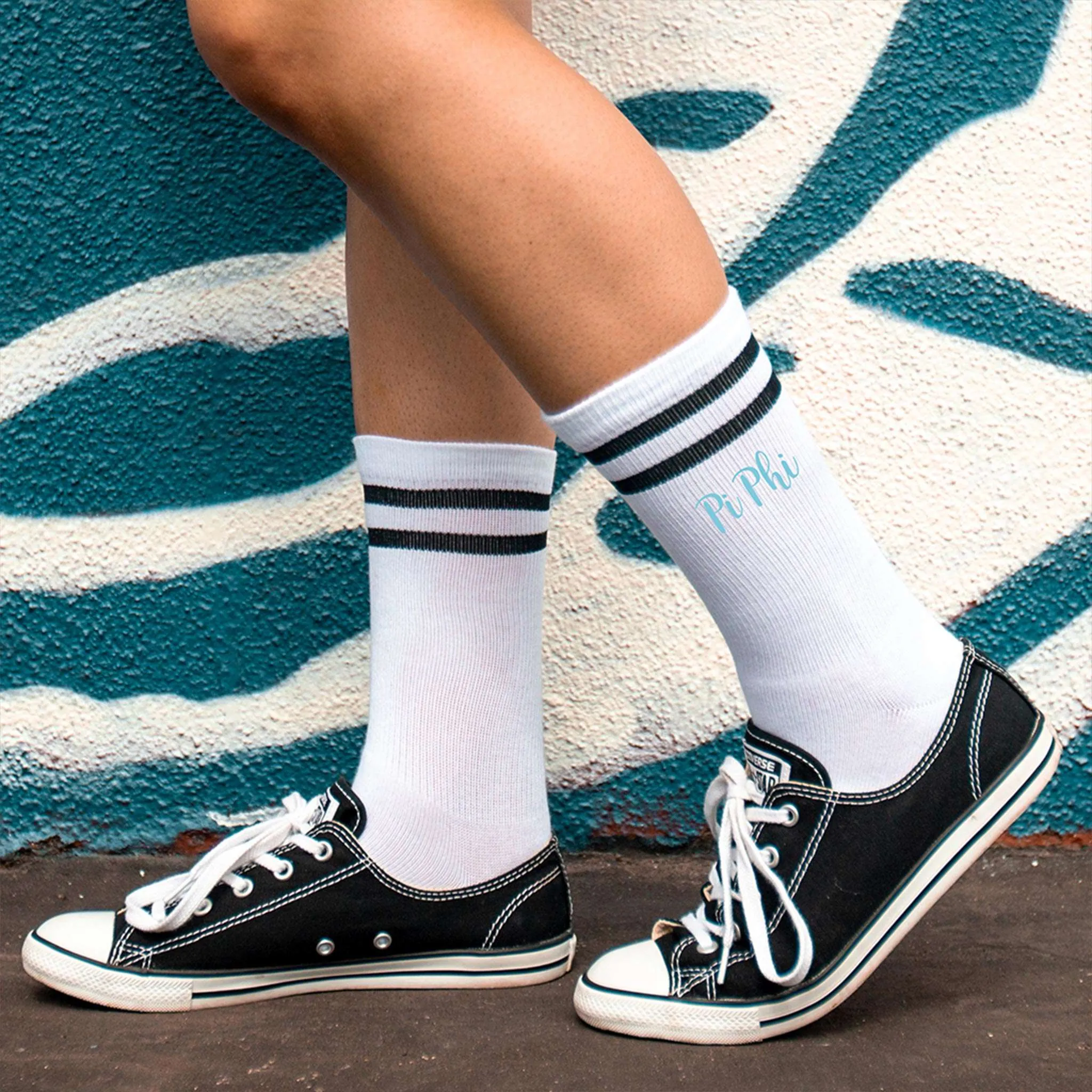 PI PHI Striped Sorority Crew Socks