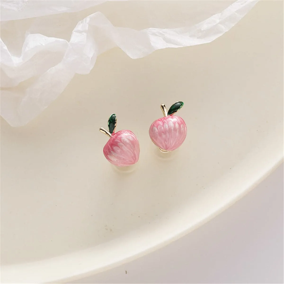 Pink & 18K Gold-Plated Peaches Stud Earrings
