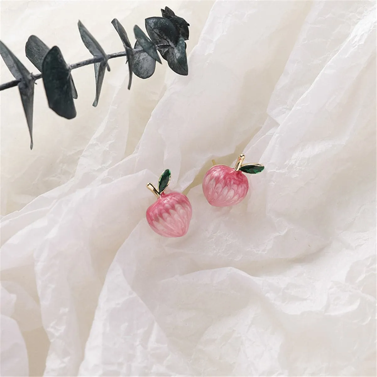Pink & 18K Gold-Plated Peaches Stud Earrings