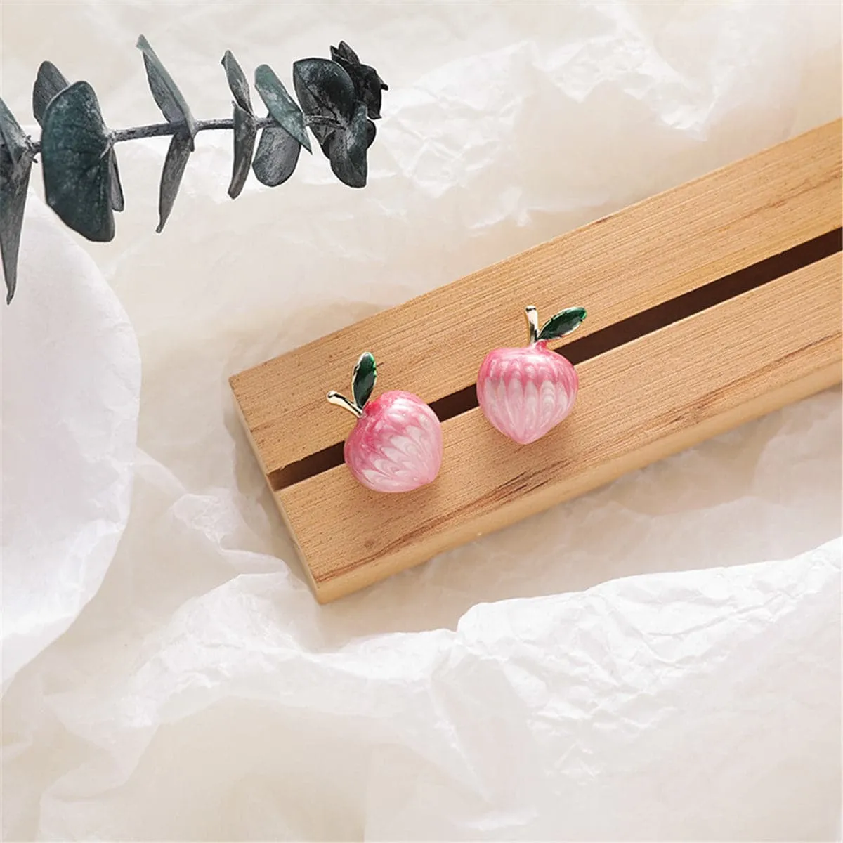Pink & 18K Gold-Plated Peaches Stud Earrings