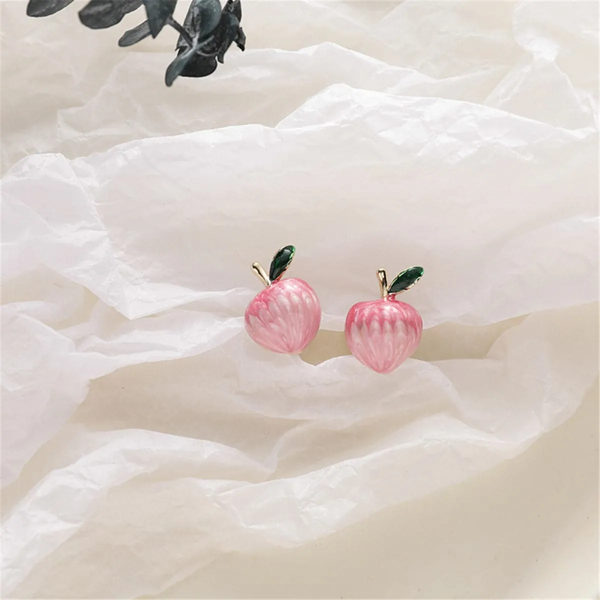 Pink & 18K Gold-Plated Peaches Stud Earrings