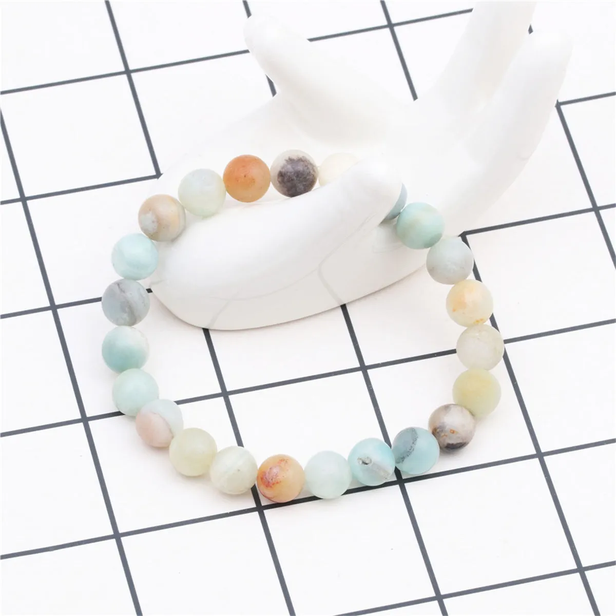 Pink & Blue Quartz Beaded Stretch Bracelet