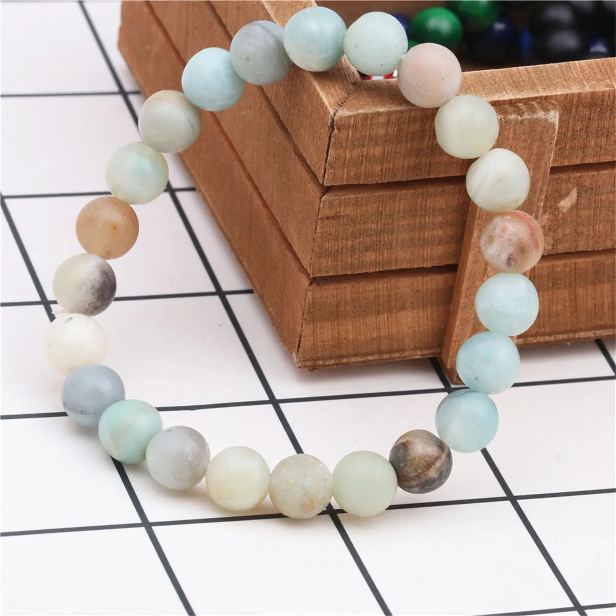 Pink & Blue Quartz Beaded Stretch Bracelet