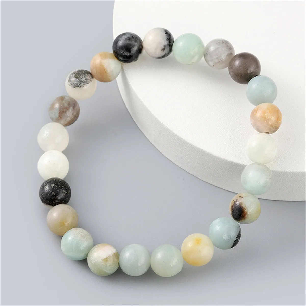 Pink & Blue Quartz Beaded Stretch Bracelet