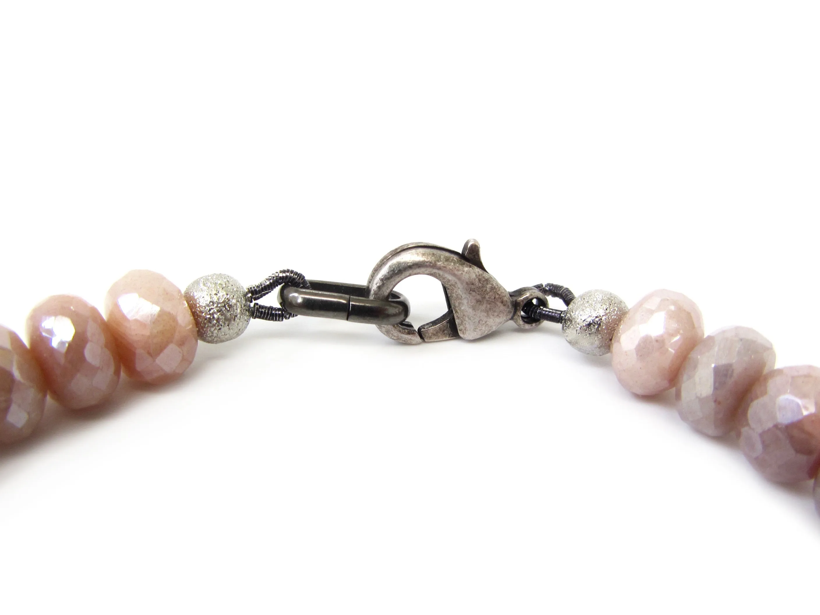 Pink Moonstone Chain Link Bracelet