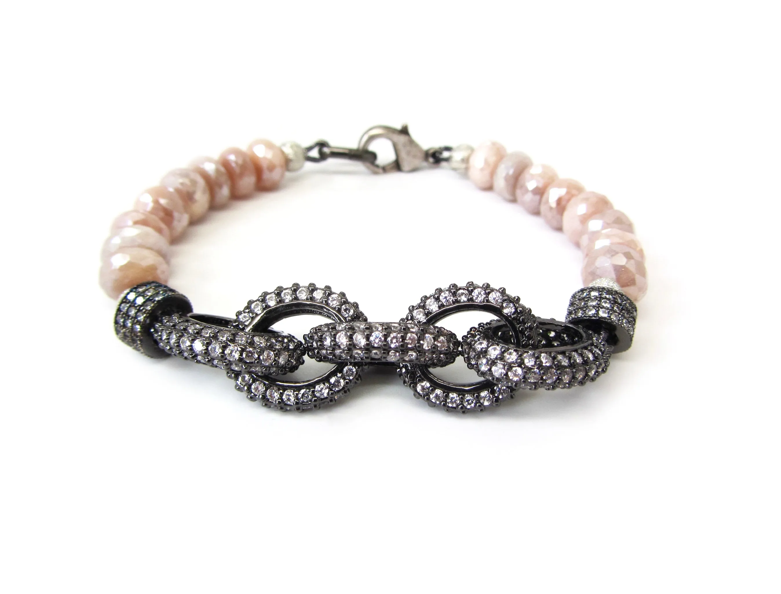 Pink Moonstone Chain Link Bracelet