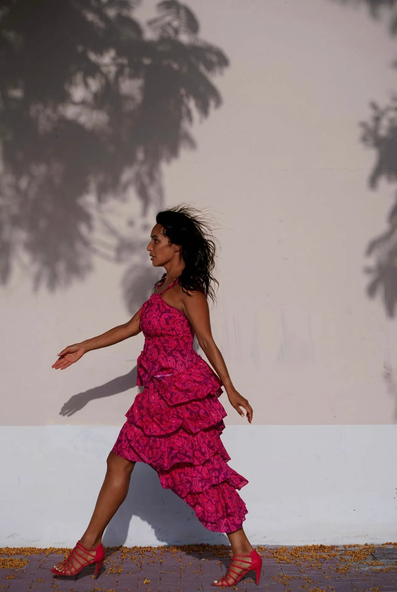 Pink paisley peacock dress