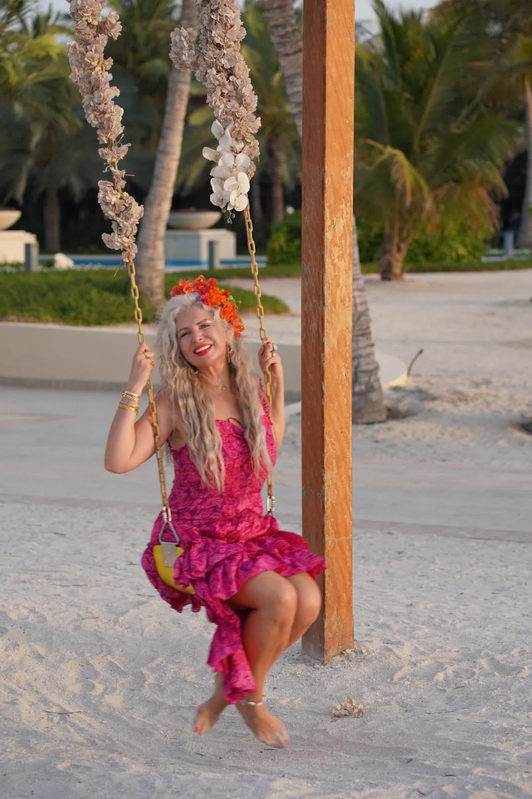 Pink paisley peacock dress