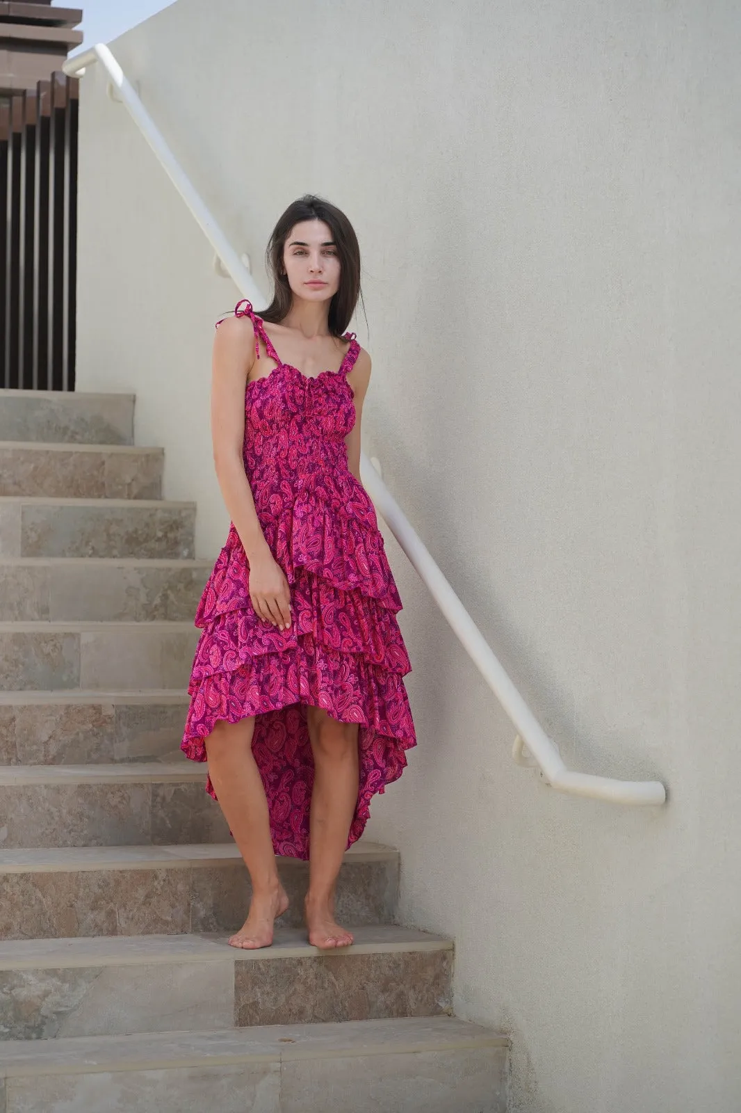 Pink paisley peacock dress