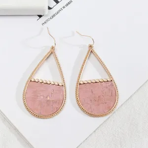 Pink Polyurethane & 18K Gold-Plated Open Teardrop Earrings