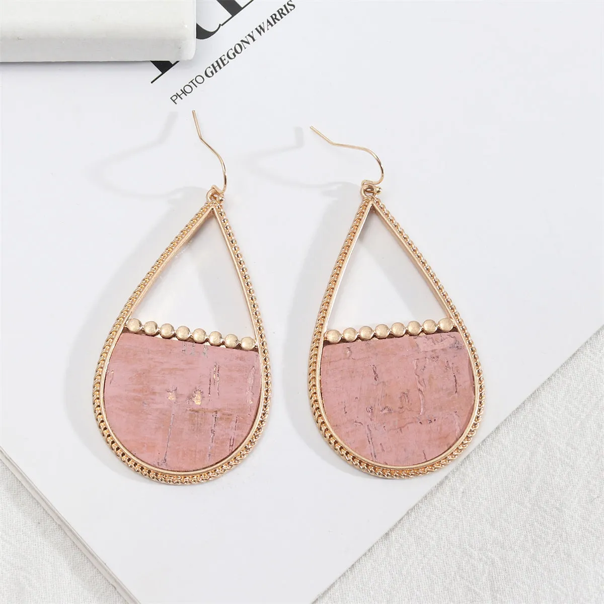 Pink Polyurethane & 18K Gold-Plated Open Teardrop Earrings
