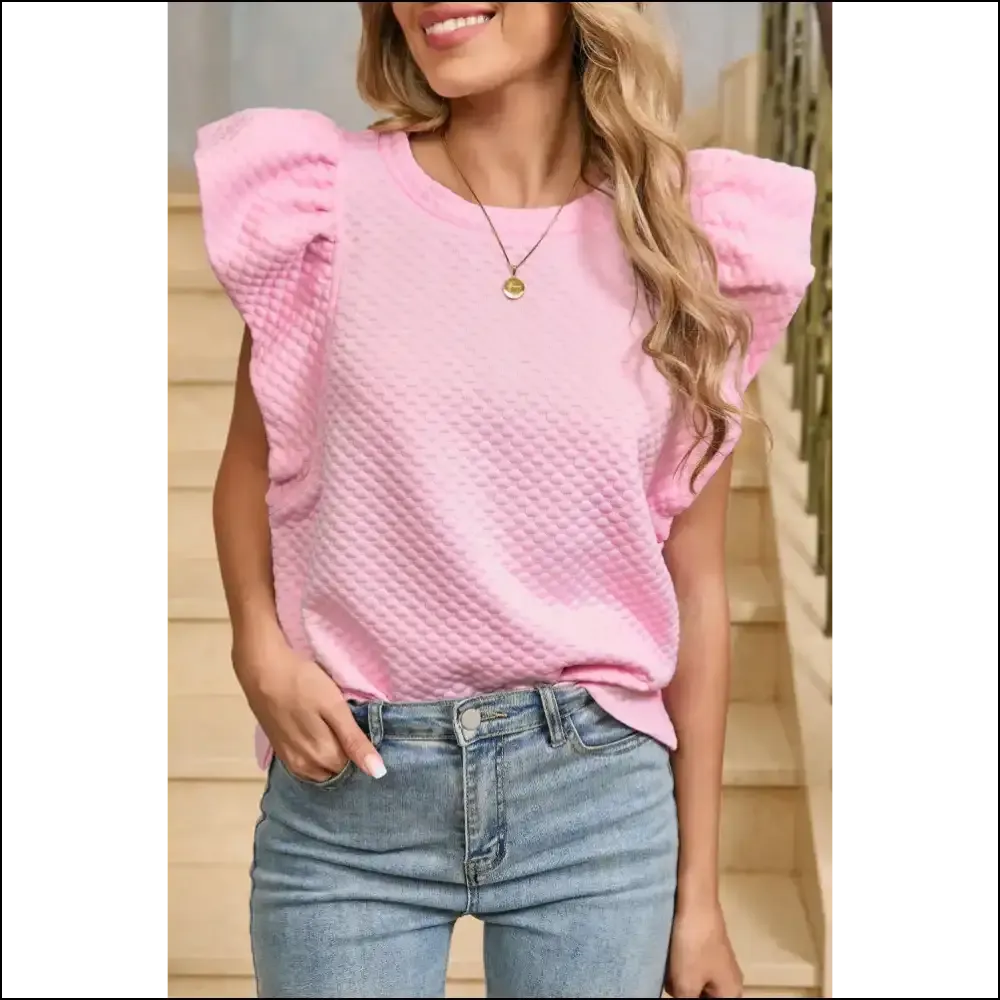 Pink Ruffle Sleeve Blouse Instant Chic