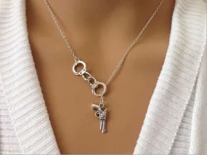 Police Charm Necklace - Cool Handcuff & Pistol Design!