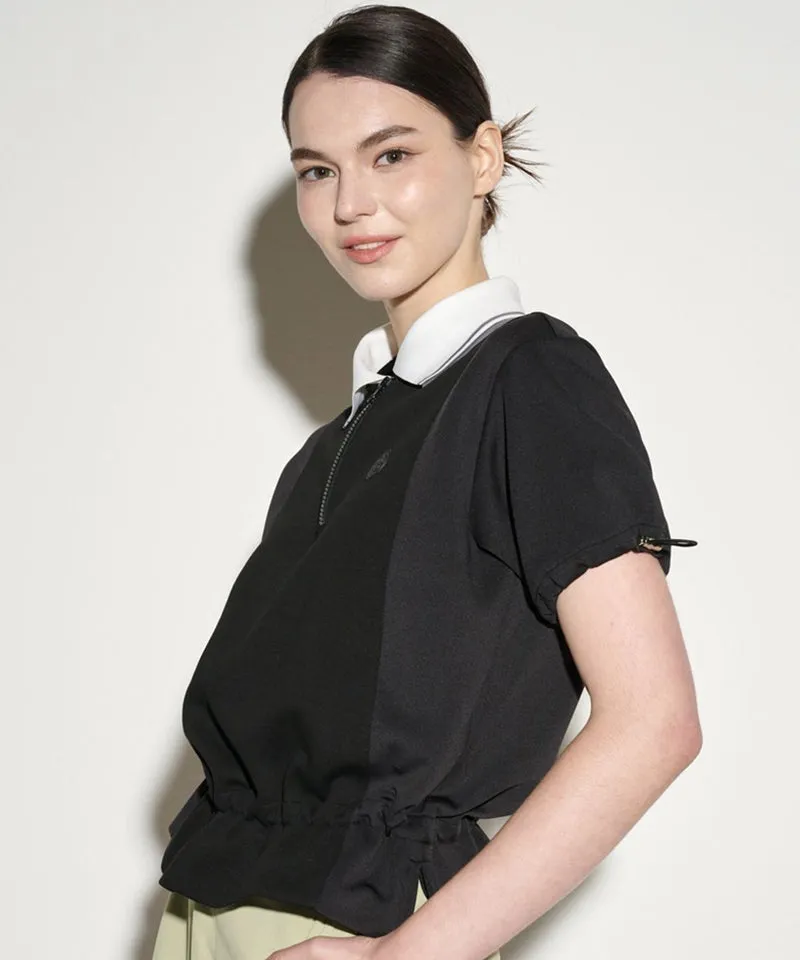 POSHERD String Frill Pique Top - Black