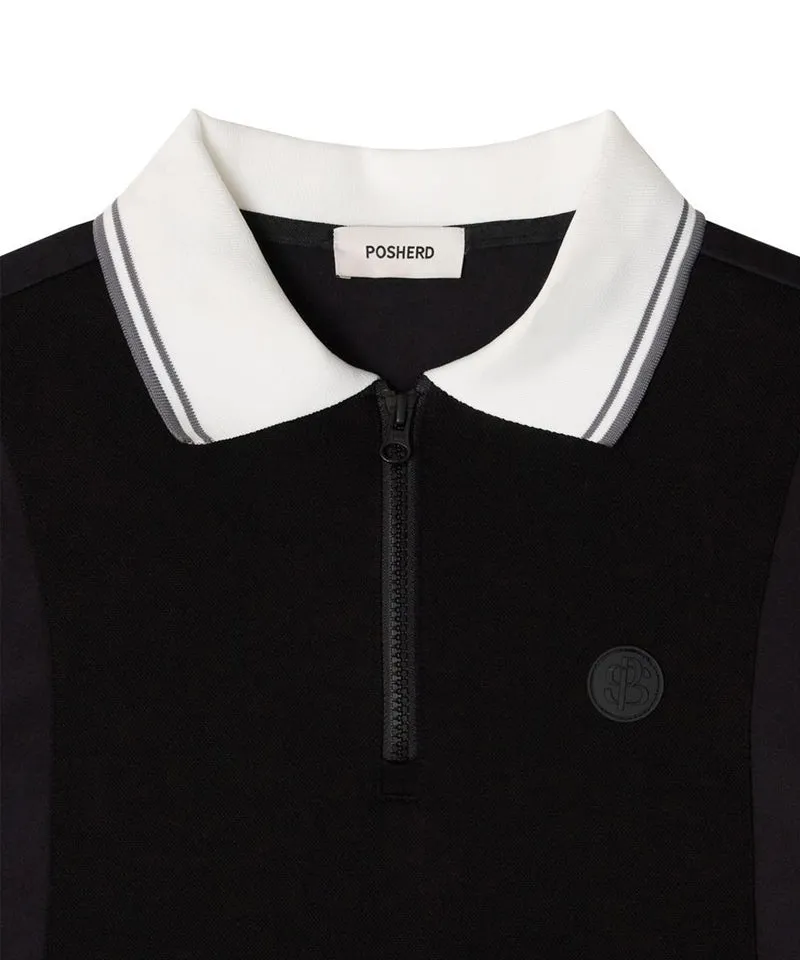 POSHERD String Frill Pique Top - Black