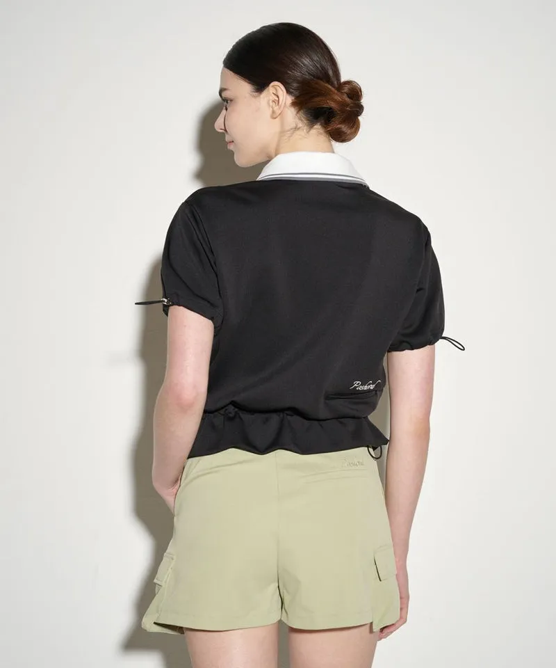POSHERD String Frill Pique Top - Black
