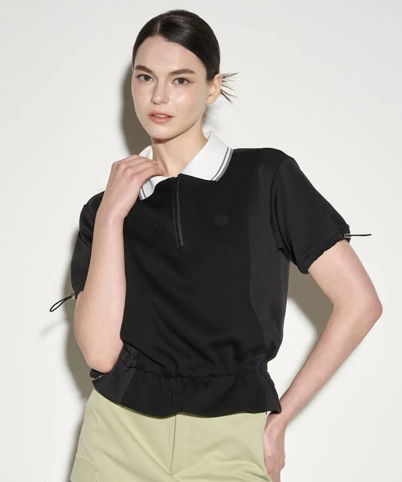 POSHERD String Frill Pique Top - Black