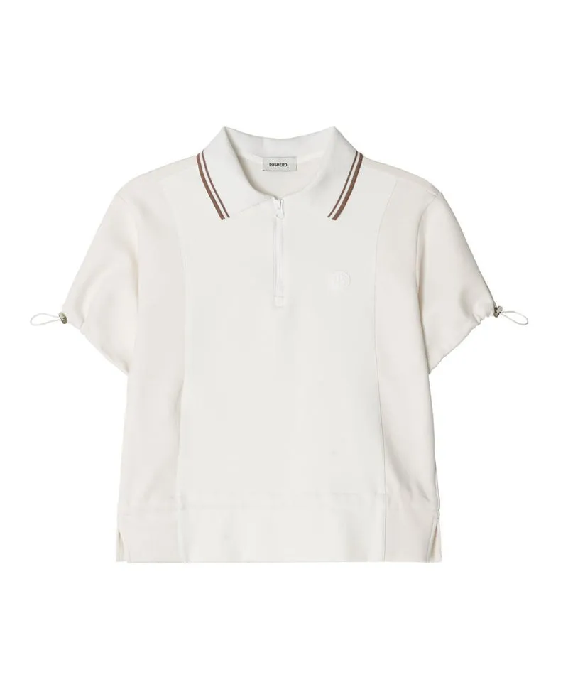 POSHERD String Frill Pique Top - Off-White