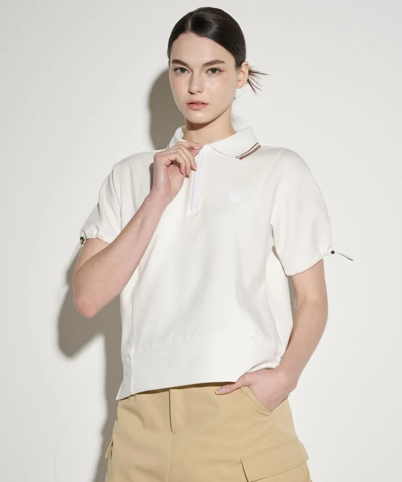 POSHERD String Frill Pique Top - Off-White