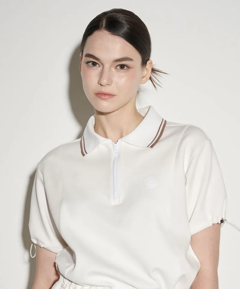 POSHERD String Frill Pique Top - Off-White