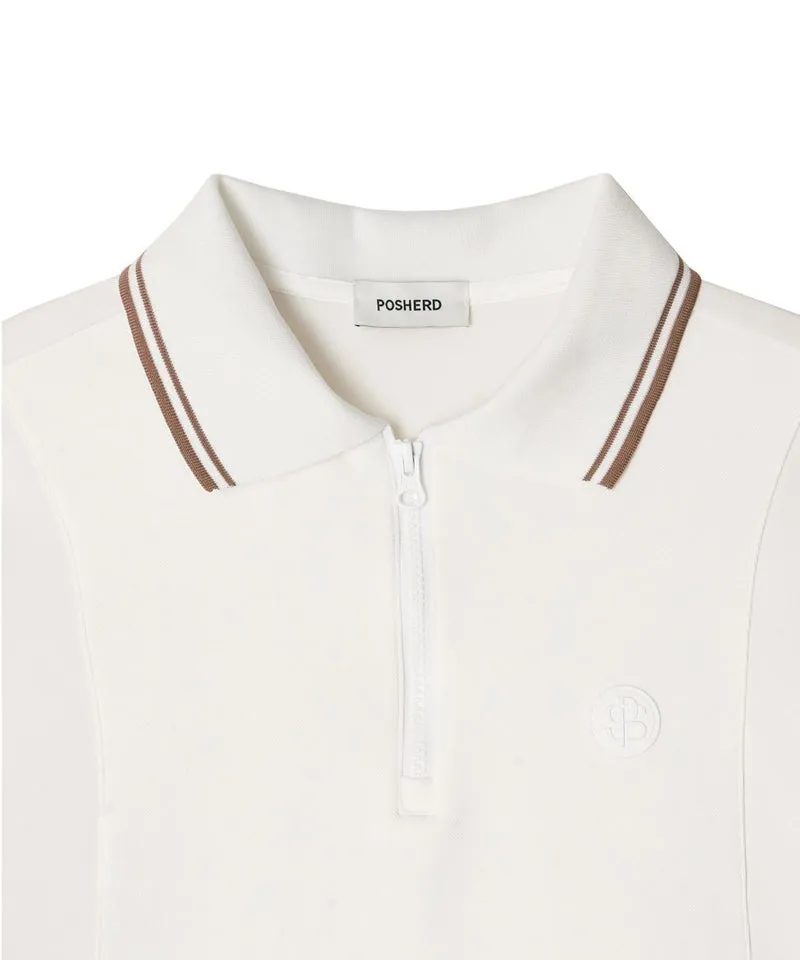 POSHERD String Frill Pique Top - Off-White